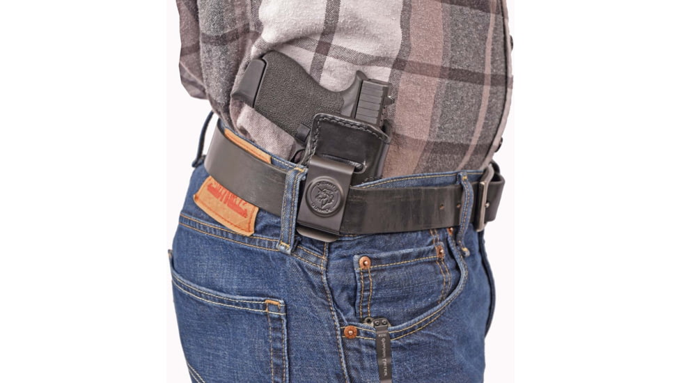 DeSantis Inside Heat IWB Saddle Leather Holster, Springfield Hellcat OSP, Right Hand, Plain, Black, 127BA6RZ0