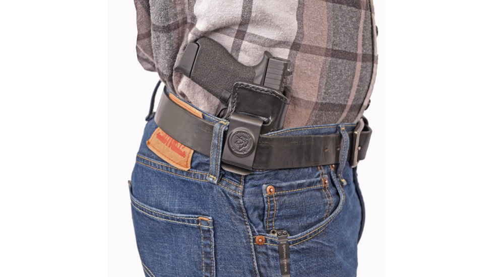 DeSantis Inside Heat IWB Saddle Leather Holsters, H&amp;K CC9 With Or Without Red Dot Sight, Right, Black, 127BA7ZZ0