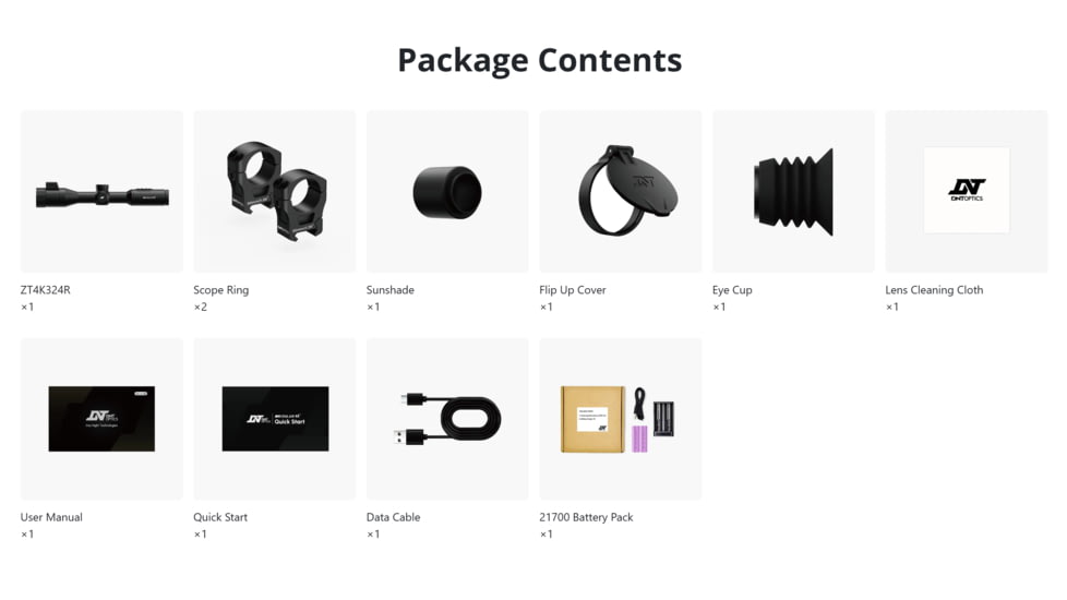 DNT Optics Zulus 4K 3-24x Night Vision Riflescope w/Laser Rangefinder and DNT Ballistic Engine, Black, ZT4K324R