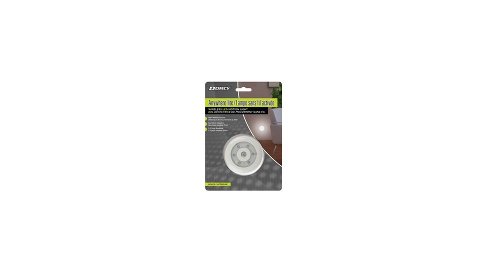 Dorcy 180-Degree Wireless Motion Sensor 6-LED Anywhere Light w/Auto On/Off, White 41-1069