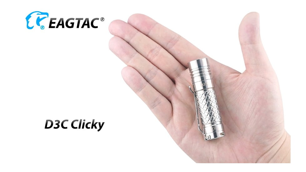 EAGTAC D3C RC Ti Flashlight, Luminus SST20 CRI-95 4000K NW LED, 510lm, Silver, D3C-CLICKY-TI-SST20-NW