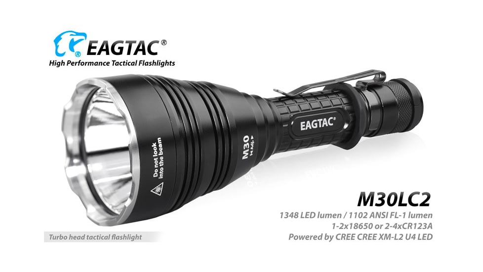 EAGTAC M30LC2 Flashlight, XM-L2 U4 CW LED, 1348lm, Black, M30LC2-XML2-BASE-CW