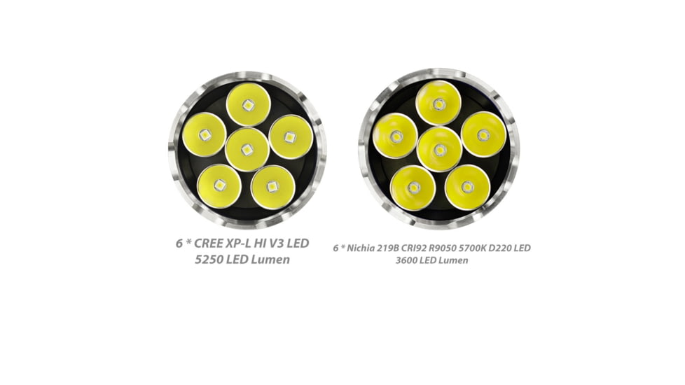 EAGTAC MX30L3-CR Base Flashlight, 6 Nichia 219C CRI92 4000K LED, 3850lm, Black, MX30L3CR-6*219C-BASE-NW