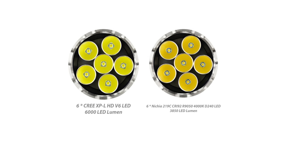 EAGTAC MX30L3-CR Base Flashlight, 6 Nichia 219C CRI92 4000K LED, 3850lm, Black, MX30L3CR-6*219C-BASE-NW