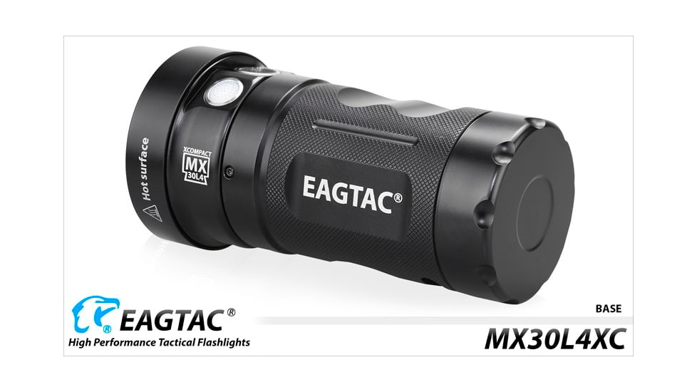 EAGTAC MX30L4-XC Base Flashlight, 12 Nichia 219B CRI-92 5700K LED, 4000lm, Black, MX30L4XC-12*219B-BASE-NW