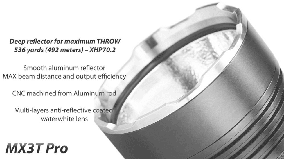 EAGTAC MX3T Pro Flashlight, XHP70.2 CW LED, 4850lm, Black, MX3T-XHP702-PRO-CW