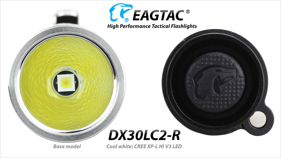 Eagtac Rechargeable DX30LC2-R XPL HI 1160 Lumens LED Flashlight, Black, Medium, DX30LC2RXPLHI