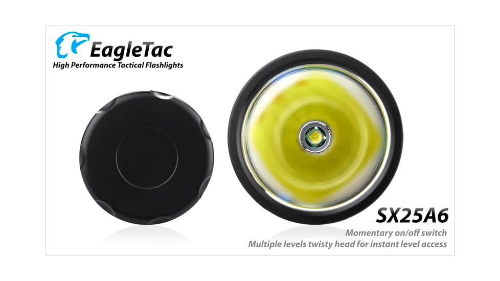 EAGTAC SX25A6 Flashlight Kit, XM-L2 CW U4 LED, 1494lm, Black, SX25A6-XML2-KIT-CW
