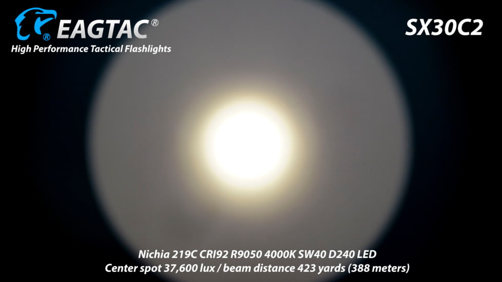 EAGTAC SX30C2 XPL HI 1870 Lumen LED Flashlight, Medium, Black, SX30C2-XPL-HI-BASE-CW