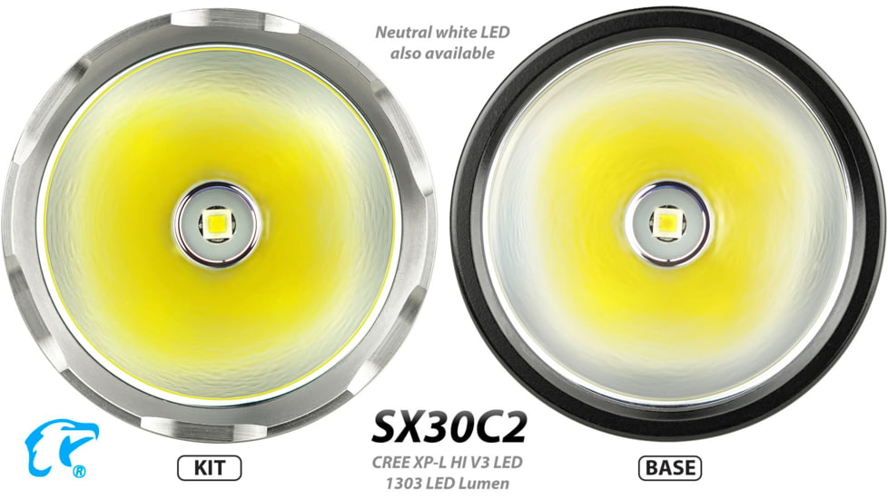EAGTAC SX30C2 XPL HI 1870 Lumen LED Flashlight, Medium, Black, SX30C2-XPL-HI-BASE-CW