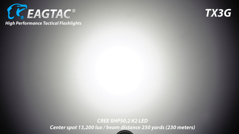 EAGTAC TX3G Flashlight, XHP35 HI CW LED, 1870lm, Black, TX3G-XHP35-HI-REG-CW