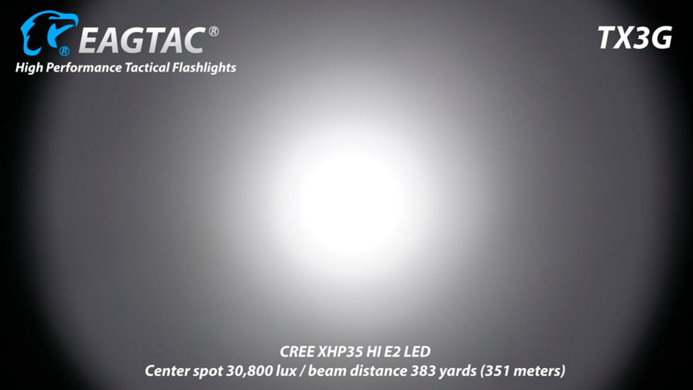 EAGTAC TX3G Flashlight, XHP35 HI CW LED, 1870lm, Black, TX3G-XHP35-HI-REG-CW