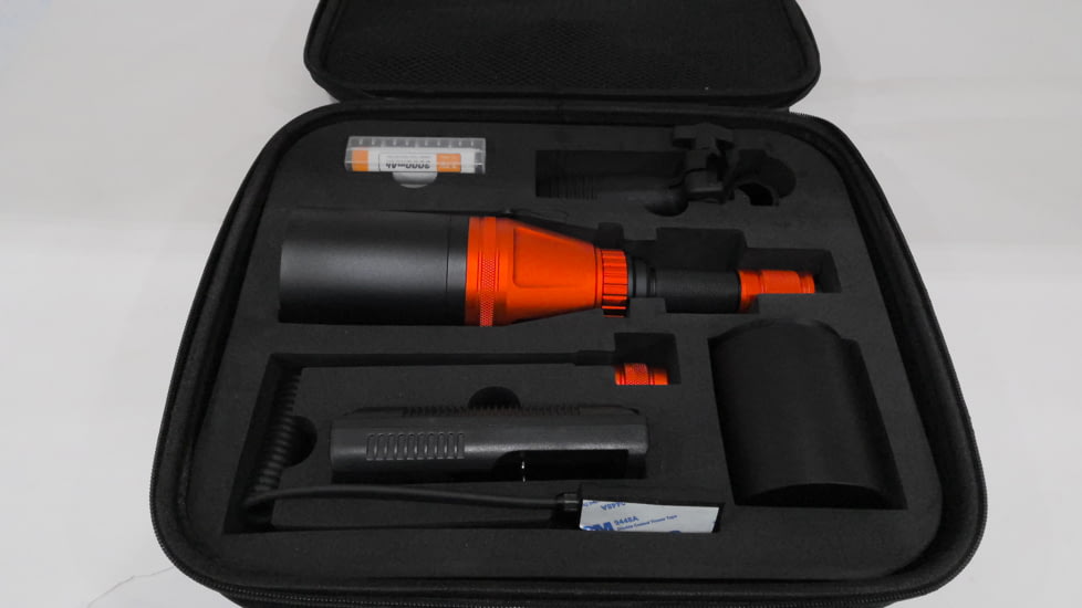 EDEMO FoxPro Gunfire 3-color G/W/IR LED Flashlight Kit with Case, Black/Orange, Gunfire Kit G/W/IR, EDEMO1