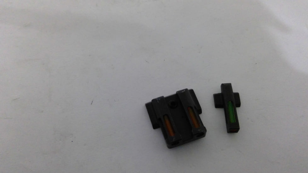 USED HiViz Litewave H3 Tritium/Litepipe Sight Set, S&amp;W Shield 9mm, S&amp;W .40, S&amp;W .45, Black, Green/Orange Litepipes w/ Orange Front Ring, MPSN621, EDEMO2, Condition Like New, Inspect and Rebox