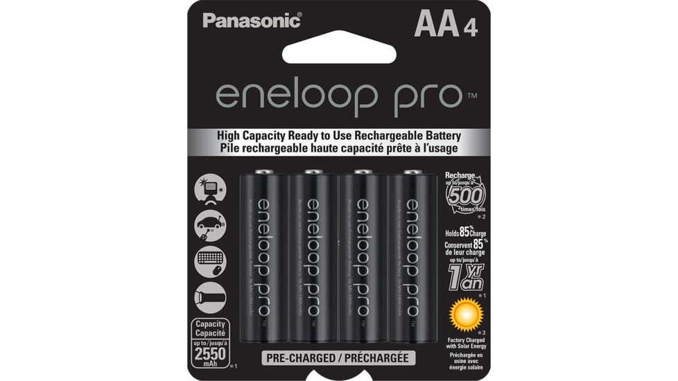 Eneloop Pro AA - 4 Pack 3rd Generation, Black, BK-3HCCA4BA