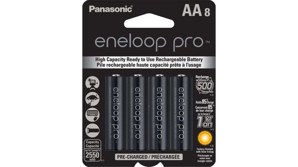 Eneloop Pro AA - 8 Pack 1st Generation, Black, BK-3HCCA8BA
