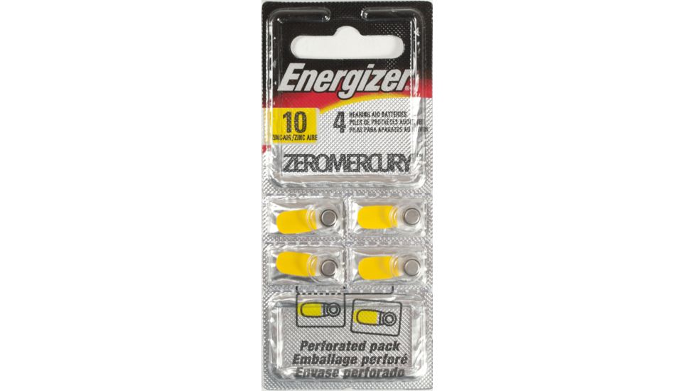 Energizer Hearing Aid Size 10 Batteries, 4 Pack Tear Pack