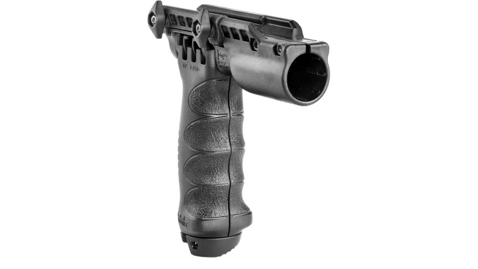 FAB Defense Tactical Vertical Foregrip w/Integrated Adjustable Bipod, 1in Flashlight Adaptor, Black, FX-TPODG2FA
