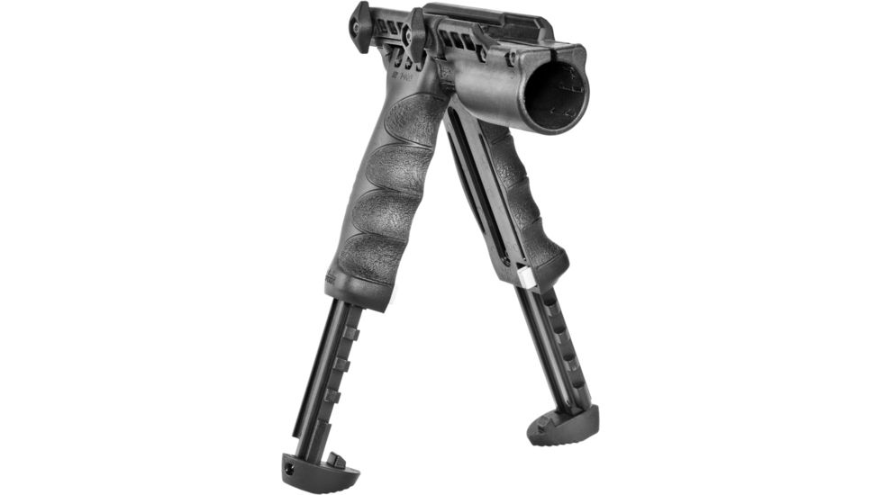 FAB Defense Tactical Vertical Foregrip w/Integrated Adjustable Bipod, 1in Flashlight Adaptor, Black, FX-TPODG2FA