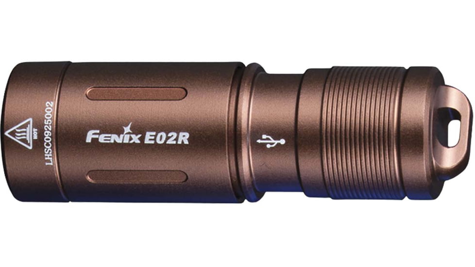 Fenix E02R Rechargeable EDC Flashlight, Brown, E02RG2BR