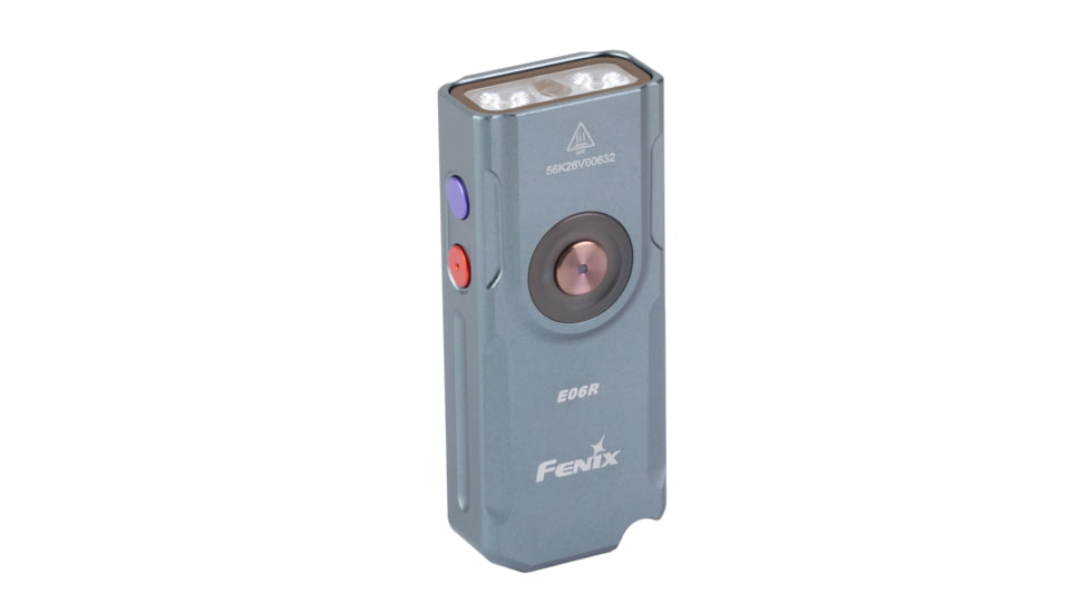 Fenix E06R, Flashlight, White/UV LED with Red Laser, 700 Lumens, 2.72 Long, Anodized Finish, Gray, Built-in 750mAh Battery, Includes USB Type-C Charging Cable