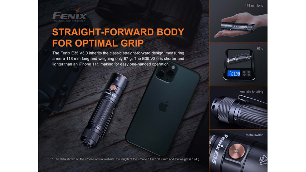 Fenix E35 V3.0 3000 Lumen Flashlight, Black, E35V3BK