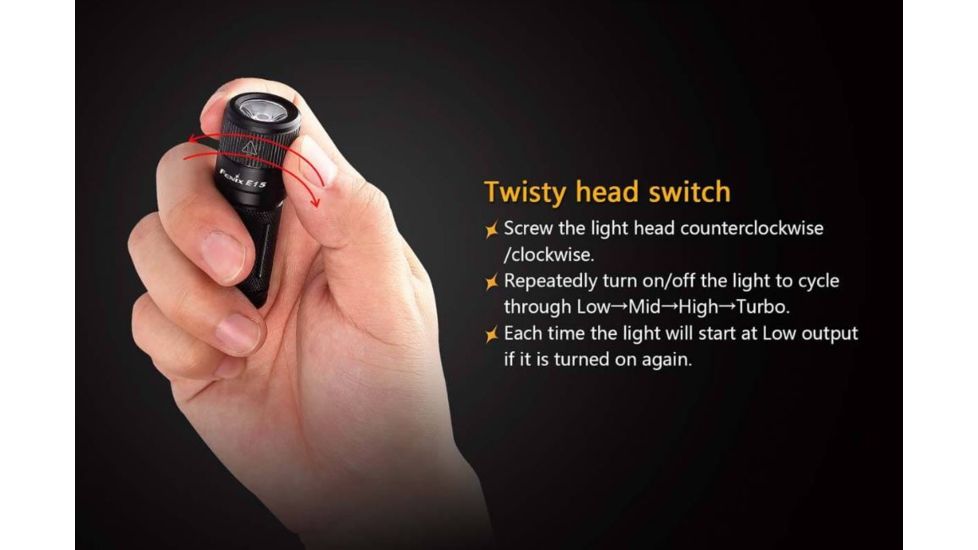 Fenix E15 Flashlight, 450 Lumens, Black E15G2BK