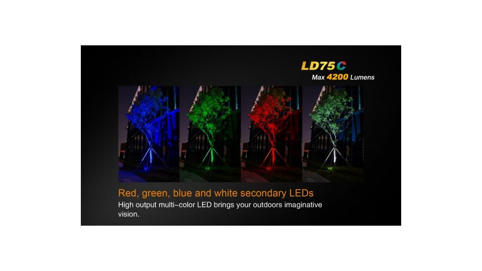 Fenix LD75C LED Flashlight - With CREE XM-L2 U2 LED - 4200 lumens - Uses 4 x 18650 or 8 x CR123, Black FENIX-LD75C-XML2