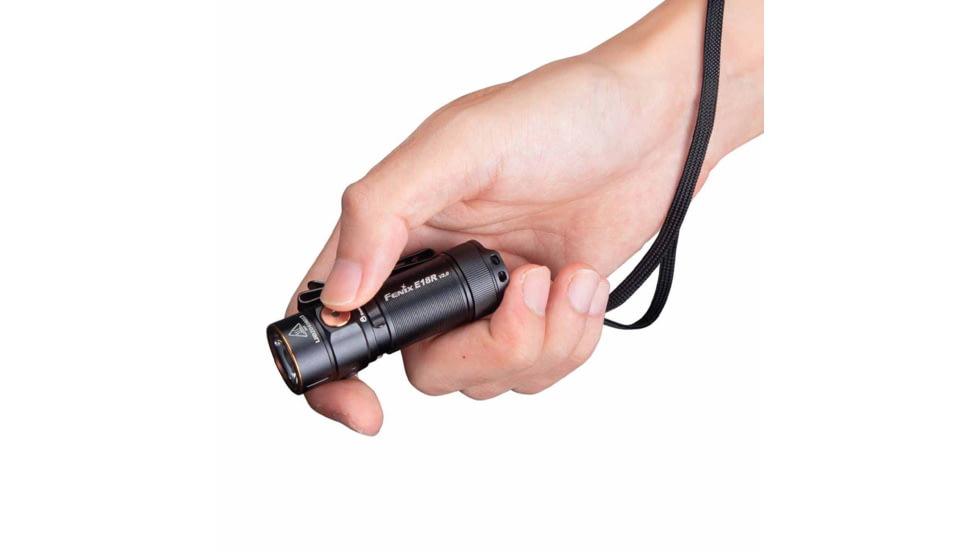 Fenix E18R V2, Flashlight, White LED, 1,200 Lumens, 2.64 Long, Anodized Finish, Black, Includes Rechargeable 16340 and USB Type-C Charging Cable
