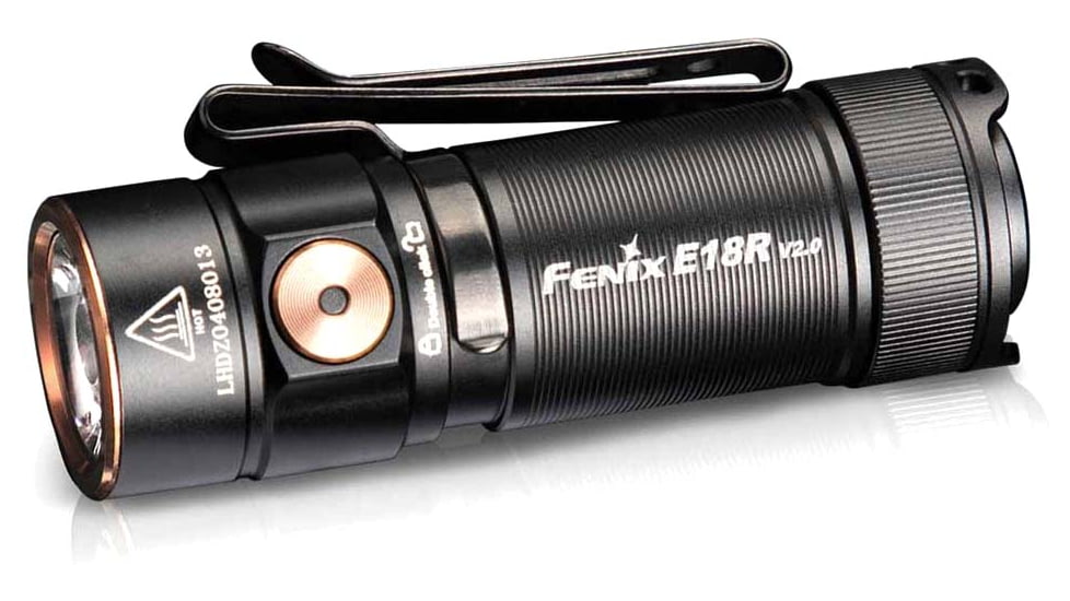 Fenix E18R V2.0 Rechargeable 1200 Lumens LED EDC Flashlight, Black, FX-E18RV2