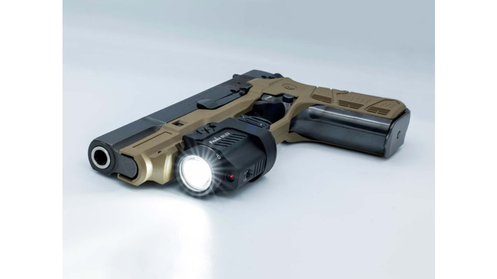 Fenix GL22, Weapon Light, White LED with Red Laser, 750 Lumens, 2.64 Long, Fits GLOCK and 1913 Rails, Includes Rechargeable 16340 Battery and USB Type-C Charging Cable
