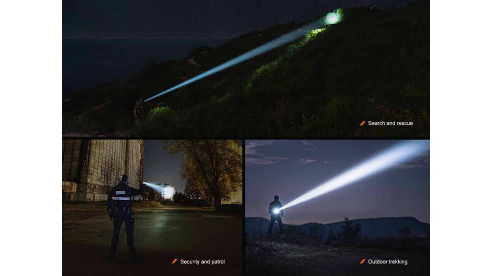 Fenix TK30R, Flashlight, White Laser, 500 Lumens, 1,500 Meter Maximum Beam Distance, Anodized Finish, Black, Includes ARB-L21-6000 Battery and USB Type-C Charging Cable