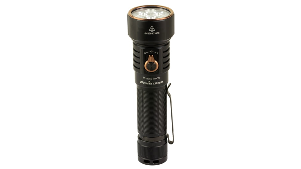 Fenix LD36R, Flashlight, White/Red/Blue/Green LED, 3,600 Lumens, Anodized Finish, Black, Includes Rechargeable ARB-L21-6000 Battery and USB Type-C Charging Cable