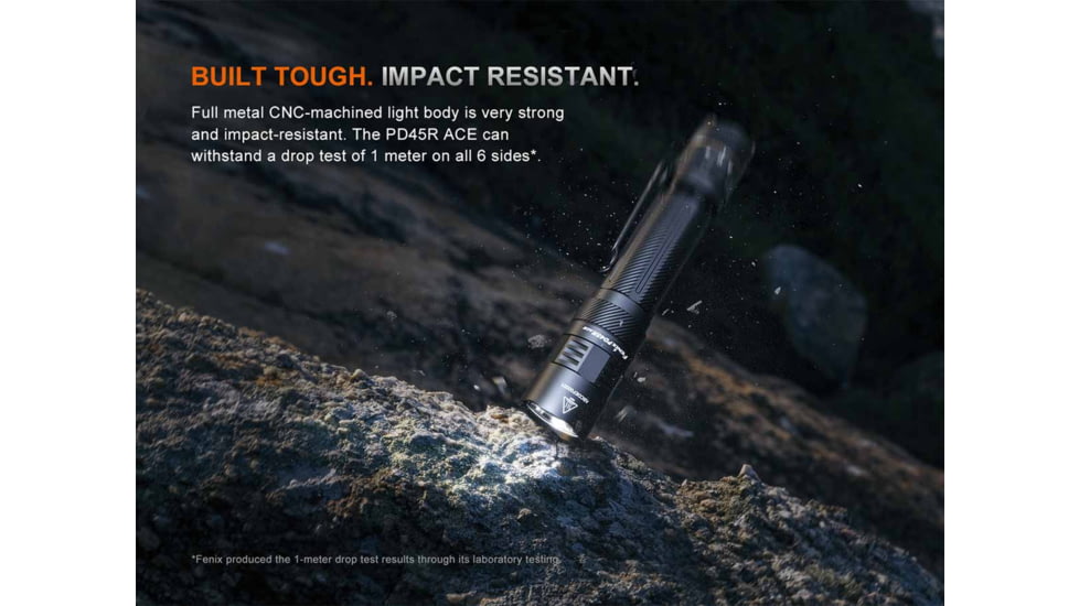 Fenix Lighting PD45R ACE Lithium Ion 3200 Lumens Luminus SFT-70X-WS65-H2-H1652 LED Flashlight, Black, PD45RACBK