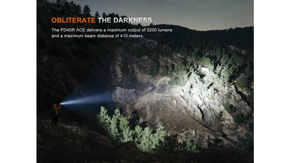 Fenix Lighting PD45R ACE Lithium Ion 3200 Lumens Luminus SFT-70X-WS65-H2-H1652 LED Flashlight, Black, PD45RACBK