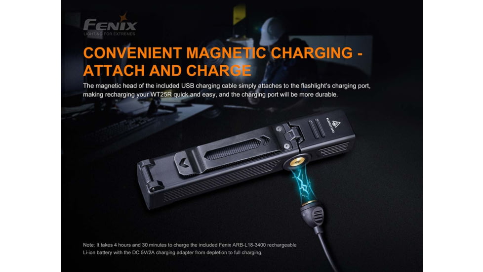 Fenix Lighting WT25R Lithium Ion 1000 Lumens CREE XP-L HI LED Flashlight, Black, WT25RXBK