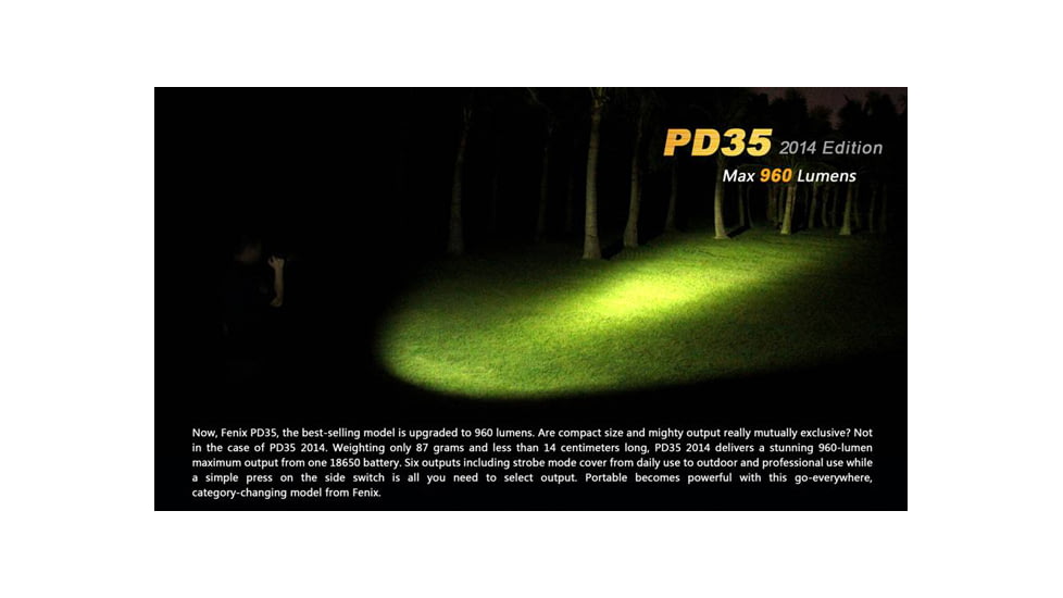 Fenix PD Series 960 Lumens Flashlight, Black PD35XLBK