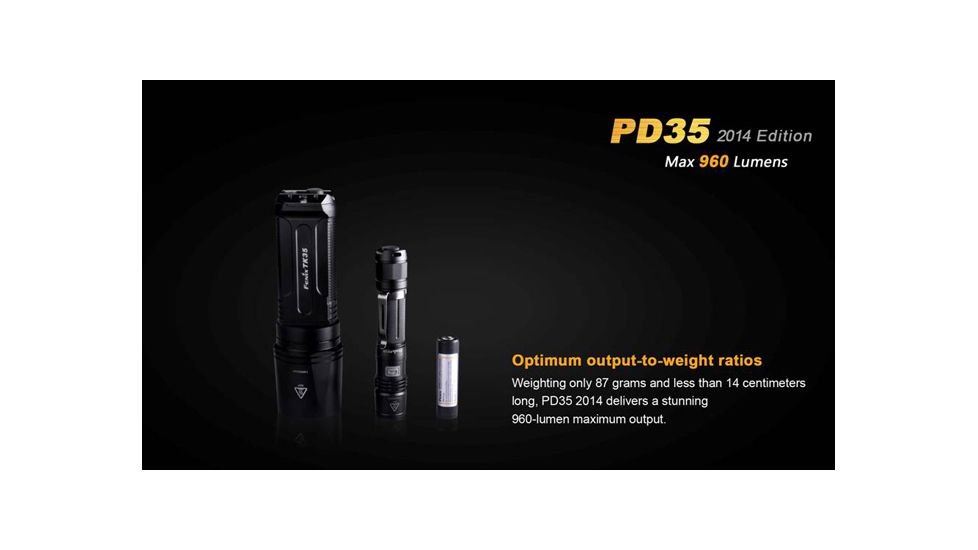 Fenix PD Series 960 Lumens Flashlight, Black PD35XLBK