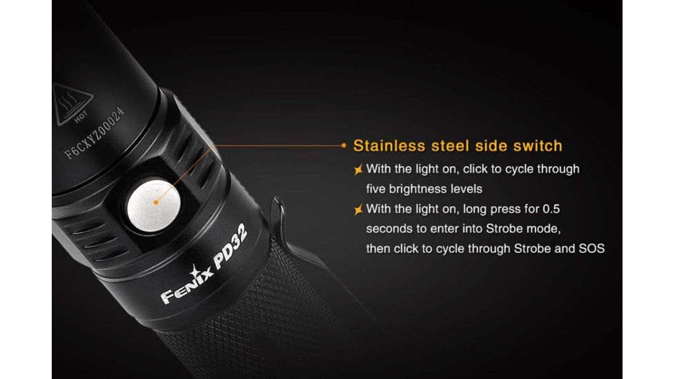 Fenix PD32 LED Flashlight, 900 Lumens, Black PD32HIBK