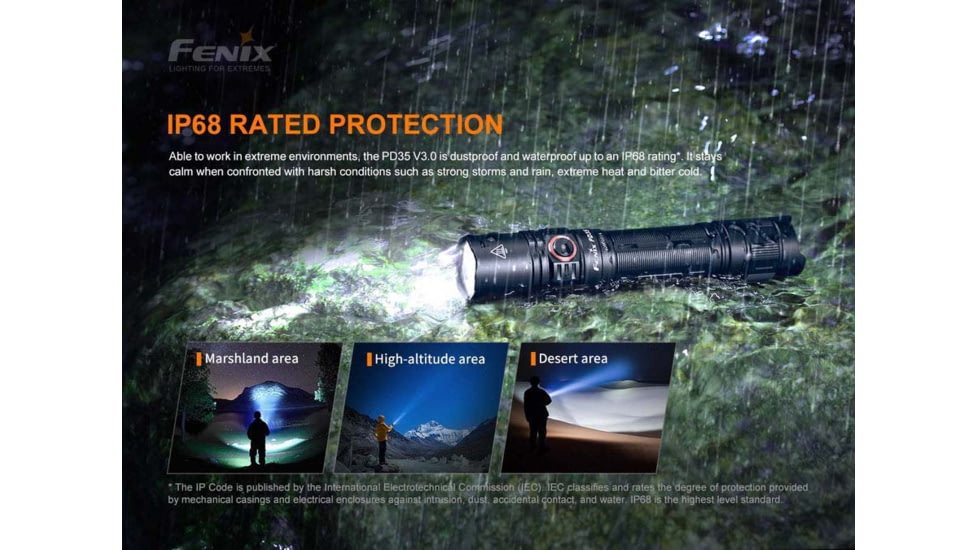 Fenix Pd35 V3.0 Flashlight, 1700 Lumens, Li-ion 18650, LED Luminus SFT40, Black PD35V3BK