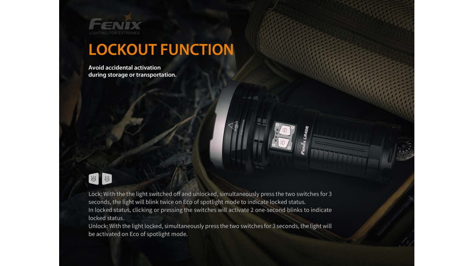 Fenix Rechargeable 12k Lumen Flashlight, LR40RXBK