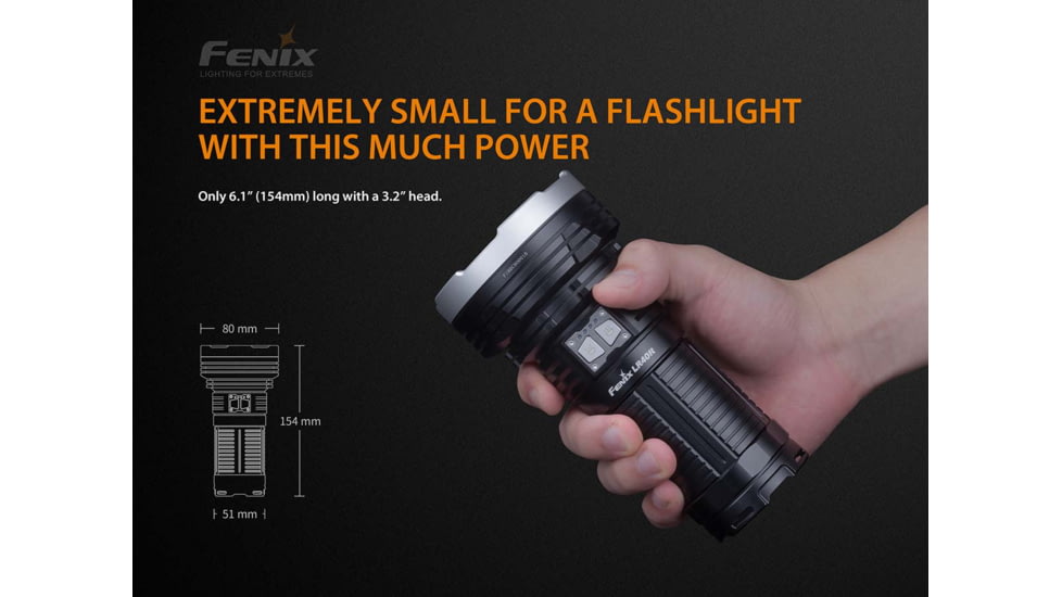 Fenix Rechargeable 12k Lumen Flashlight, LR40RXBK