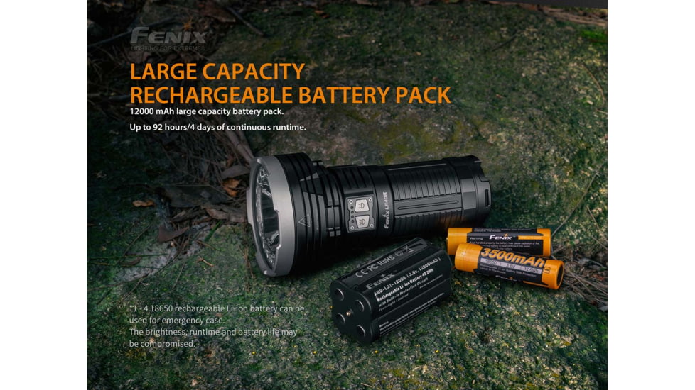 Fenix Rechargeable 12k Lumen Flashlight, LR40RXBK