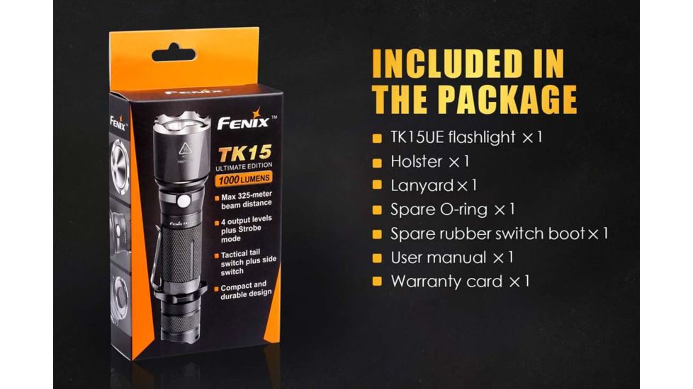 Fenix TK15UE Ultimate Edition LED Flashlight, 1000 Lumens, Black FENIX-TK15UE-BLACK