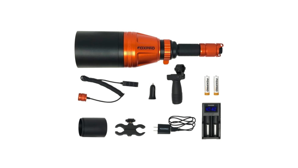 FoxPro Gunfire 3-color Hunting Flashlight Kit with Case, LED Red/White/Green Lights, Black/Orange, GUNFIRE KIT
