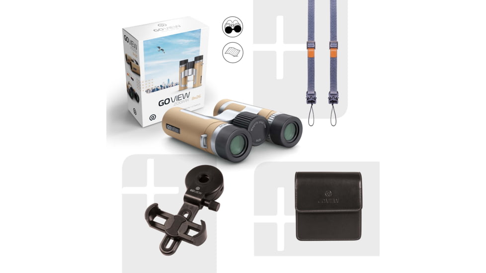 GoView ZOOMR 8x26mm Roof Prism Binoculars, Light Brown, 4260527415893