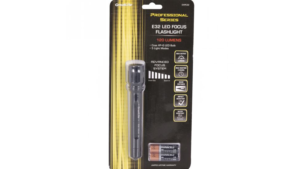 Greatlite 120 Lumens Cree LED E32 Professional Focus Flashlight, Black EXPE32