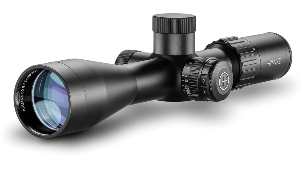 Hawke Sport Optics Airmax 30 Rifle Scope, 4-16x44mm SF Compact, 30mm Tube, SFP, AMX IR Reticle, Black, 13210