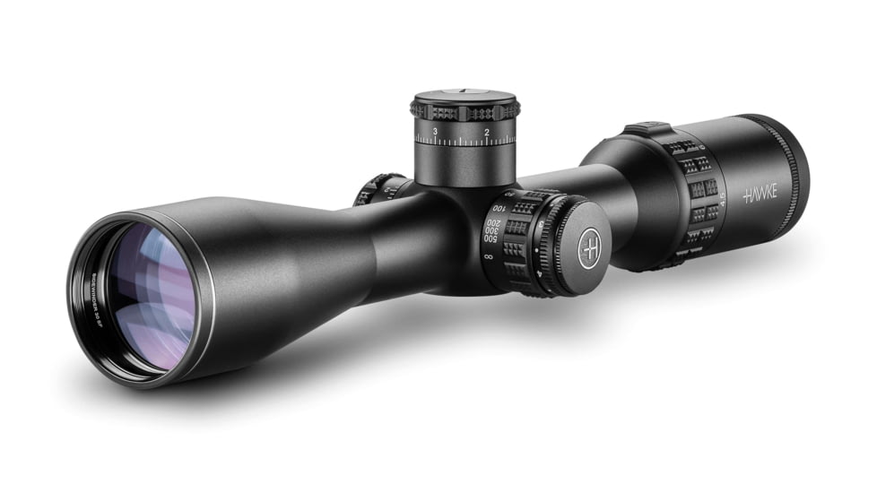 Hawke Sport Optics Sidewinder 30 SF Rifle Scope, 4.5-14x44mm, 30mm Tube, Second Focal Plane, 10x 1/2 Mil Dot + Reticle, Red, MRAD Adjustment, Black, 17140