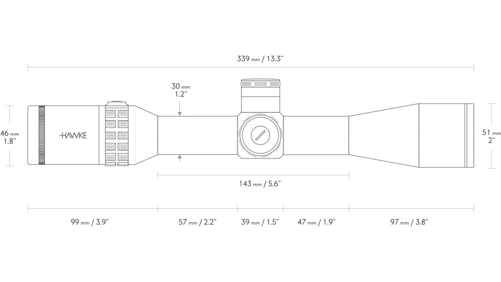 Hawke Sport Optics Sidewinder 30 SF Rifle Scope, 4.5-14x44mm, 30mm Tube, Second Focal Plane, 10x 1/2 Mil Dot + Reticle, Red, MRAD Adjustment, Black, 17140